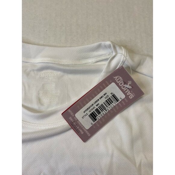 Saucony Womens XL Hydrator Long Sleeve White Crew‎ Neck T-Shirt w/appliqué NWT - Picture 3 of 8